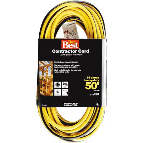 Do it Best Yellow 14/3 Heavy Duty Contractor Extension Cord, 50 Foot