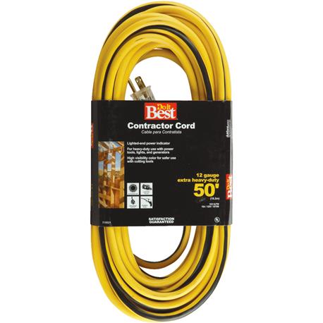 Do it Best Yellow 12/3 Heavy Duty Contractor Extension Cord, 50 Foot