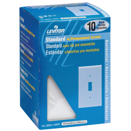 Leviton 1-Gang Plastic Toggle Switch Wall Plate, White 10-Pack