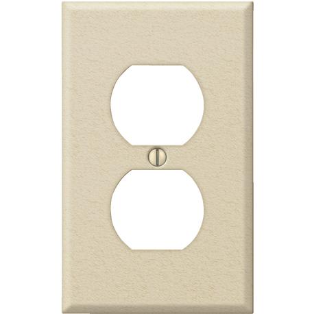 Amerelle Pro Stamped Steel 1-Gang Outlet Wall Plate, Ivory Wrinkle