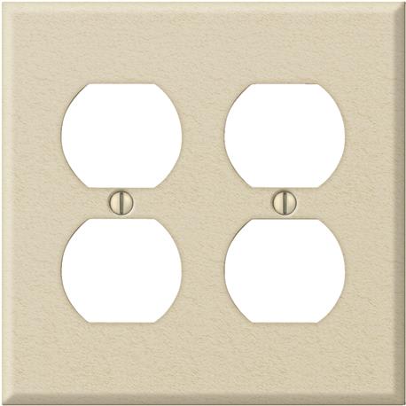 Amerelle Pro Stamped Steel 2-Gang Outlet Wall Plate, Ivory Wrinkle