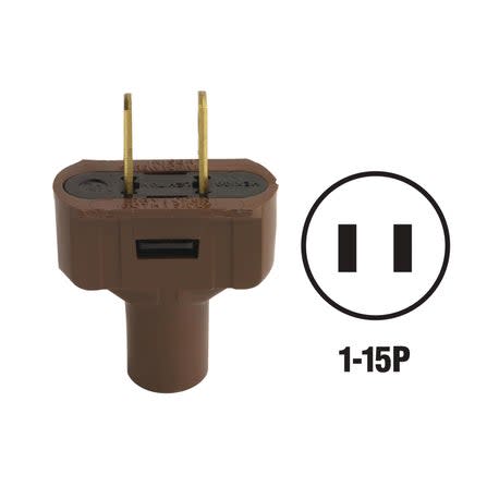 Leviton 15 Amp 125V 2-Wire 2-Pole Brown Vinyl Cord Plug