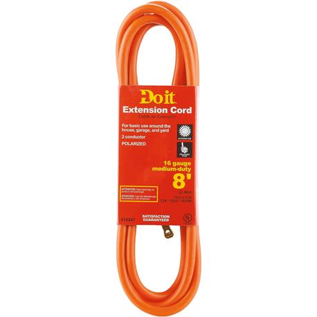 Do it Best 16/2 Polarized Orange Outdoor Extension Cord, 8 ft.