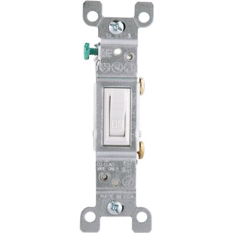 Leviton White Residential Grade 15 Amp Toggle Single Pole Grounded Switch