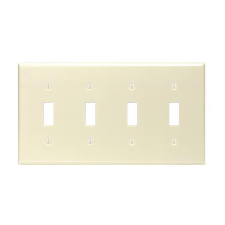 Leviton 4-Gang Plastic Toggle Switch Wall Plate, Ivory