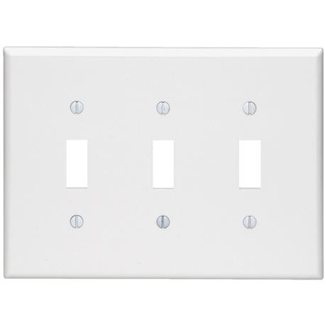 Leviton Mid-Way 3-Gang White Toggle Switch Wall Plate