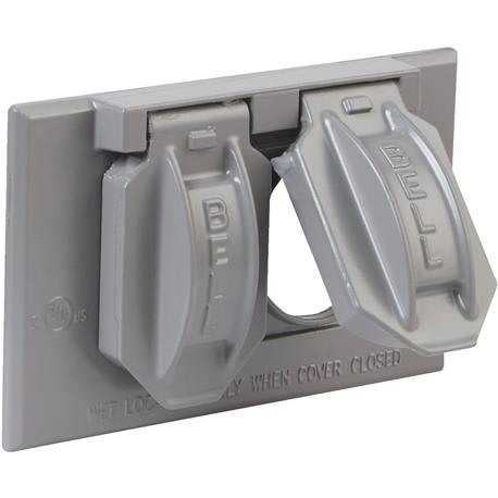 Bell Duplex Horizontal Mount Gray Weatherproof Outdoor Outlet Cover