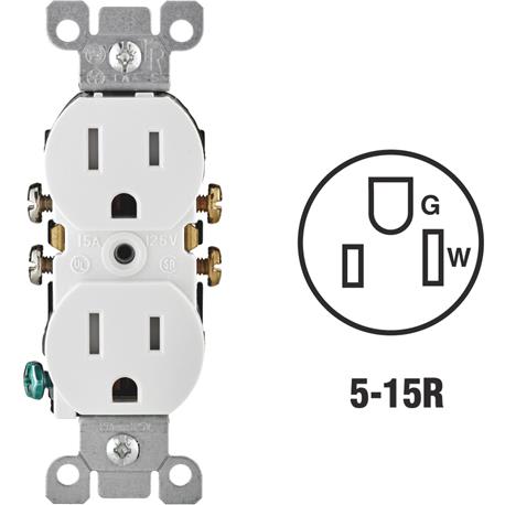 Leviton 15 Amp White Tamper Resistant Duplex Outlet