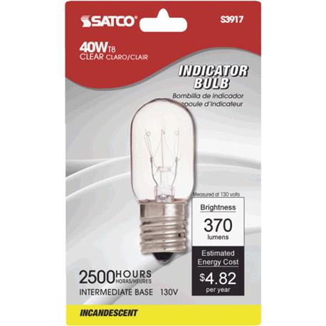 Satco 40 Watt T8 Incandescent Appliance Light Bulb