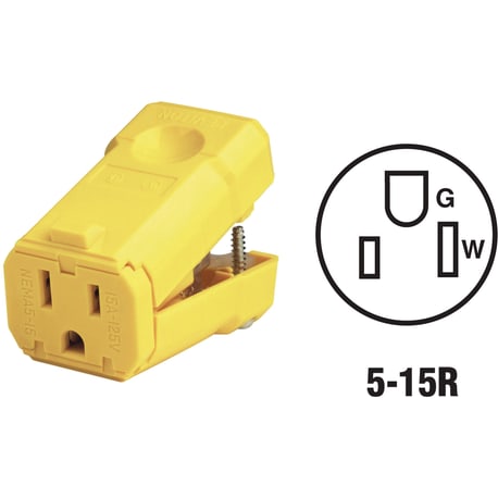 Leviton 15 Amp 125V 3-Wire 2-Pole Yellow Python Cord Connector