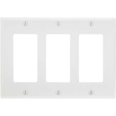 Leviton Decora 3-Gang White Smooth Plastic Rocker Decorator Wall Plate