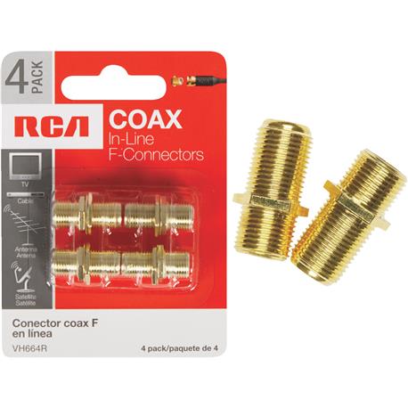 RCA In-Line Feed-Thru Coax Connector, 4-Pack