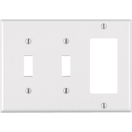 Leviton Decora 3-Gang 2-Toggle White Thermoset Rocker Wall Plate