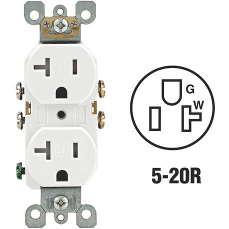 Leviton 20 Amp White Tamper-Resistant Duplex Outlet