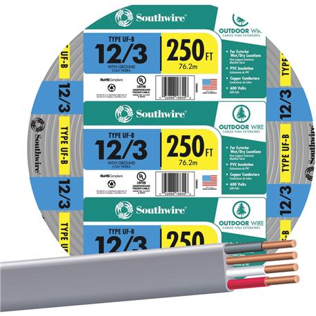 Southwire 250' 12 AWG 3-Conductor UFW/G Wire