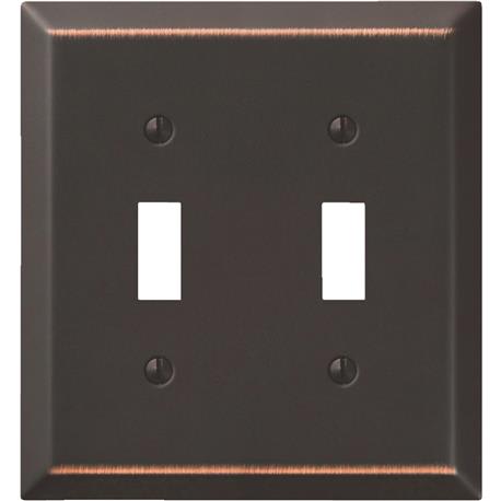 Amerelle Stamped Steel 2-Gang Toggle Switch Wall Plate, Aged Bronze