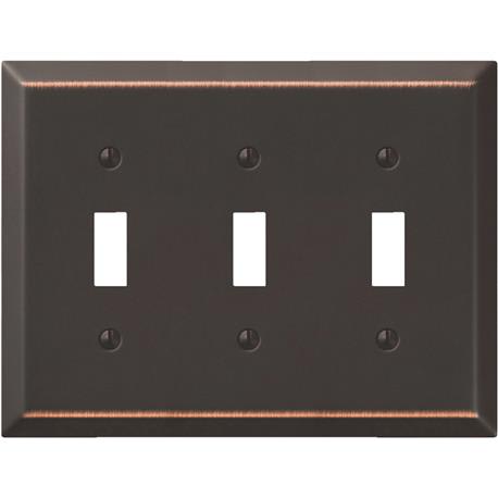 Amerelle Stamped Steel 3-Gang Toggle Switch Wall Plate, Aged Bronze