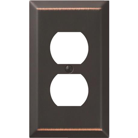 Amerelle Stamped Steel 1-Gang Outlet Wall Plate, Aged Bronze