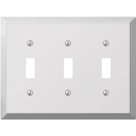 Amerelle Stamped Steel 3-Gang Toggle Switch Wall Plate, Polished Chrome