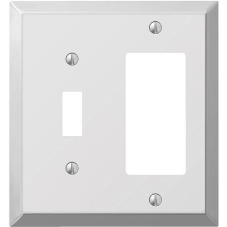 Amerelle 2-Gang Polished Chrome Stamped Steel Single Toggle/Rocker Wall Plate