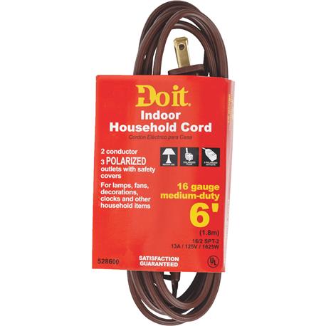 Do it Best Brown 16/2 Cube Tap Extension Cord, 6 ft.