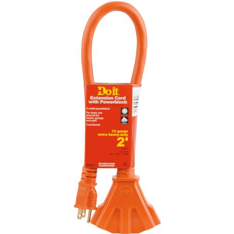 Do it Best Orange 12/3 Extension Cord with Powerblock, 2 ft.