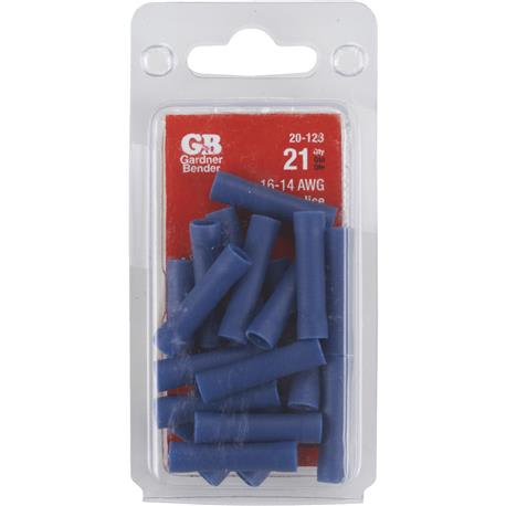 Gardner Bender 16 AWG to 14 AWG Blue Butt Splice, 21-Pack