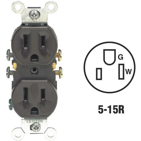 Leviton 15 Amp Brown Shallow Grounded Duplex Outlet