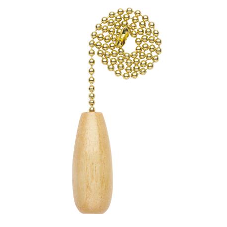 Westinghouse Natural Brass Beaded Pull Chain with Wooden Knob, 12 In.