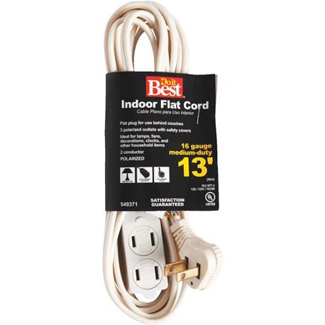 Do it Best White 16/2 Flat Plug Extension Cord, 13 ft.