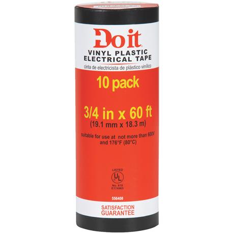 Do it 3/4 in. x 60 ft. General Purpose Black Vinyl Electrical Tape, 10-Pack