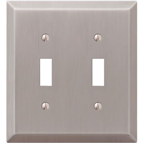 Amerelle Stamped Steel 2-Gang Toggle Switch Wall Plate, Brushed Nickel