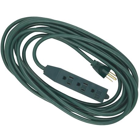 Do it Best Green 16/3 3-Outlet Extension Cord with Powerblock, 20 ft.