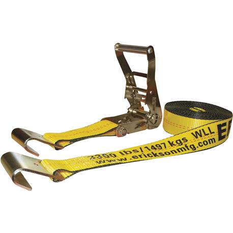 Erickson 2 In. x 27 Ft. 10,000 Lb. Long Handle Ratchet Strap with Flat Bed Hook