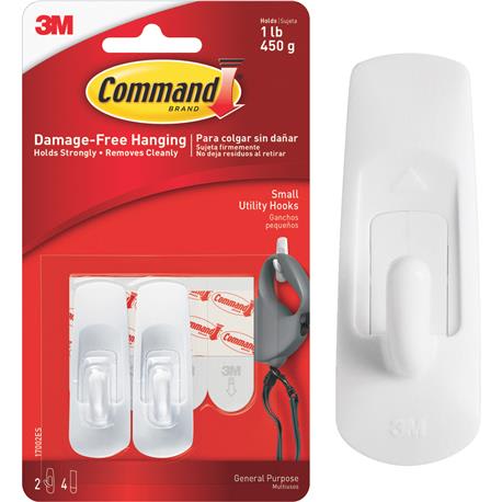 3M Command Small Utility Adhesive Hook, 2-Pack