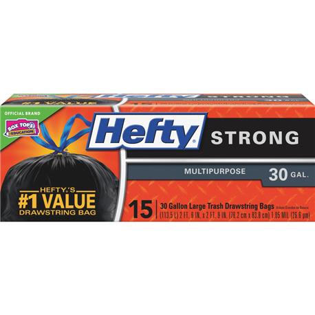 Hefty Strong Large Black Trash Bags, 15-Count