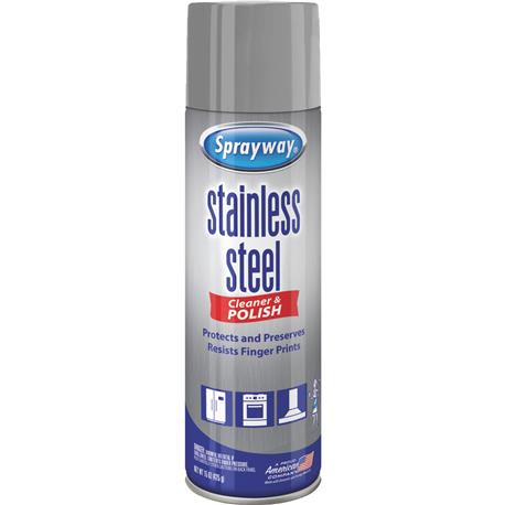 Sprayway Silicone Formula Stainless Steel Cleaner & Polish, 15 oz.