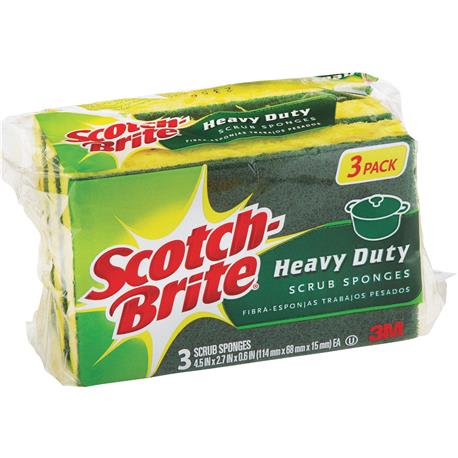 Scotch-Brite Green Heavy Duty Scrub Sponge, 4.5 in. x 2.7 in. 3-Pack