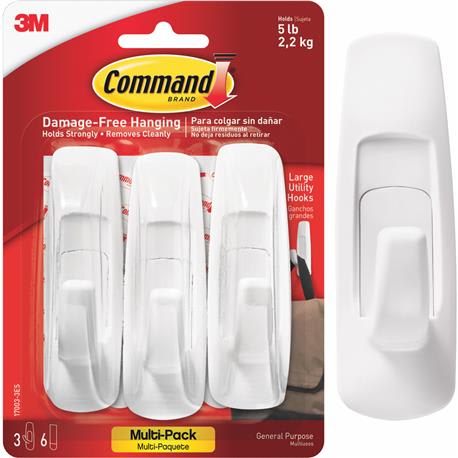 Command Large Utility Adhesive Hook, 3-Pack