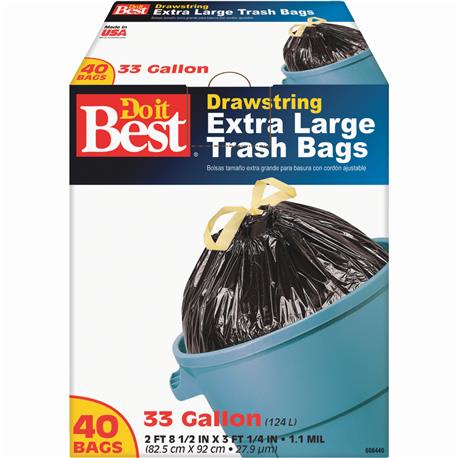 Do it Best Black Extra Large 33 Gallon Trash Bags, 40-Count