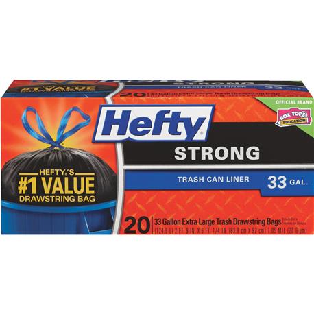 Hefty Strong Extra Large 33 Gallon Black Trash Bags, 20-Count