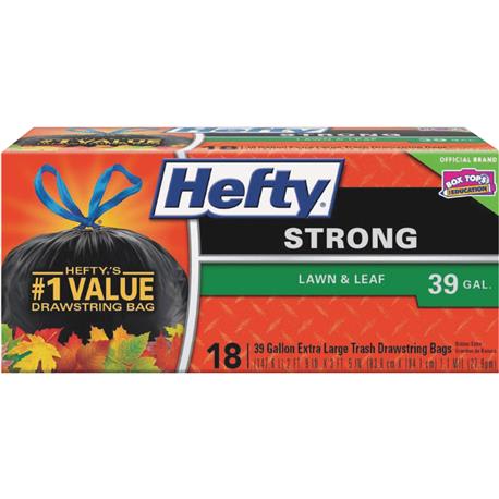 Hefty Extra Strong Black 39 Gallon Black Lawn & Leaf Bags, 18-Count