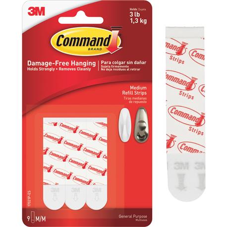 3M Command Medium Refill Mounting Adhesive Strip, 9-Pack