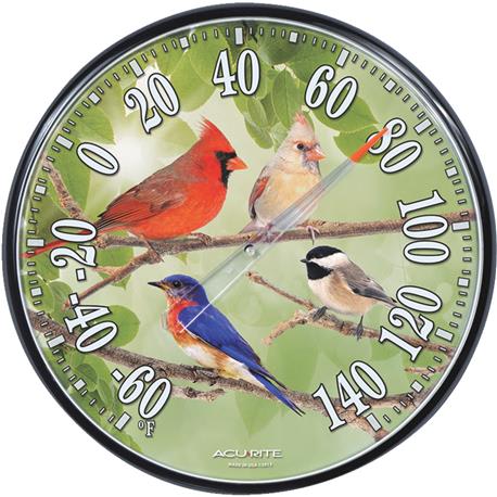 AcuRite Plastic Dial Songbird Indoor/Outdoor Thermometer