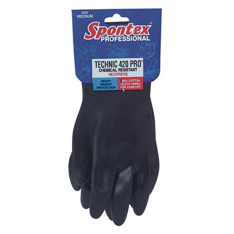 Spontex Technic Pro Black Neoprene Rubber Glove, Medium