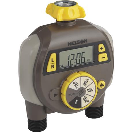 Nelson Electronic Dual Outlet Watering Timer with LCD Display