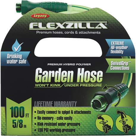 Flexzilla Green Garden Hose with SwivelGrip Connections, 100 ft.