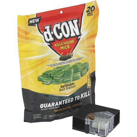 d-Con Refillable Corner Fit Mouse Bait Station, 20 Refills