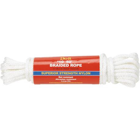 Do it Best White Braided Nylon Packaged Rope, 5/16 In. x 50 Ft.