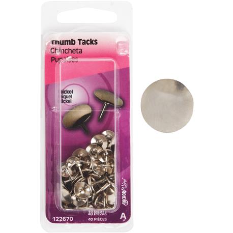 Hillman Nickel 23/64" x 15/64" Thumb Tack, 40-Count